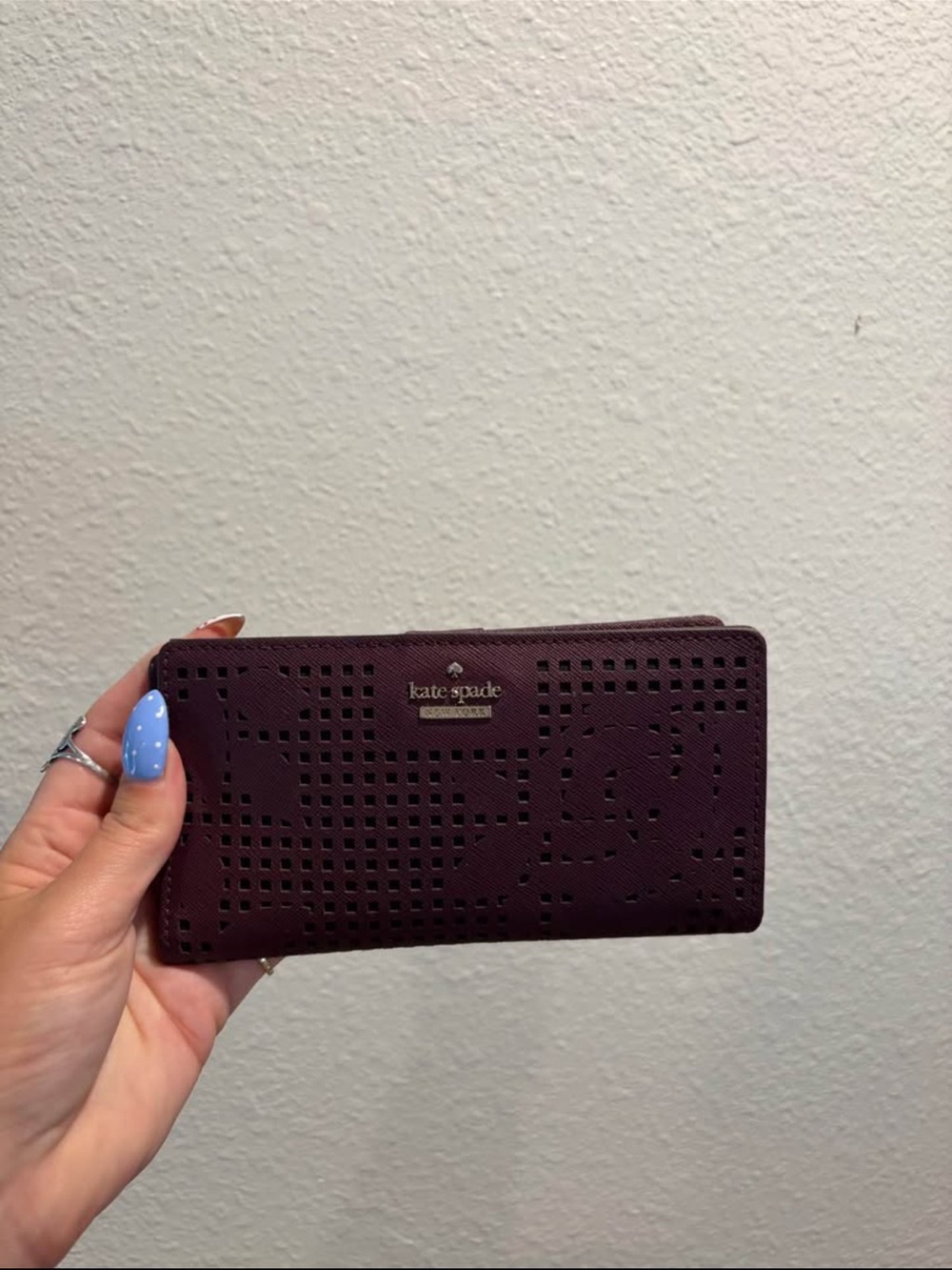 kate spade Perforated Zip Around Wallet - Plum